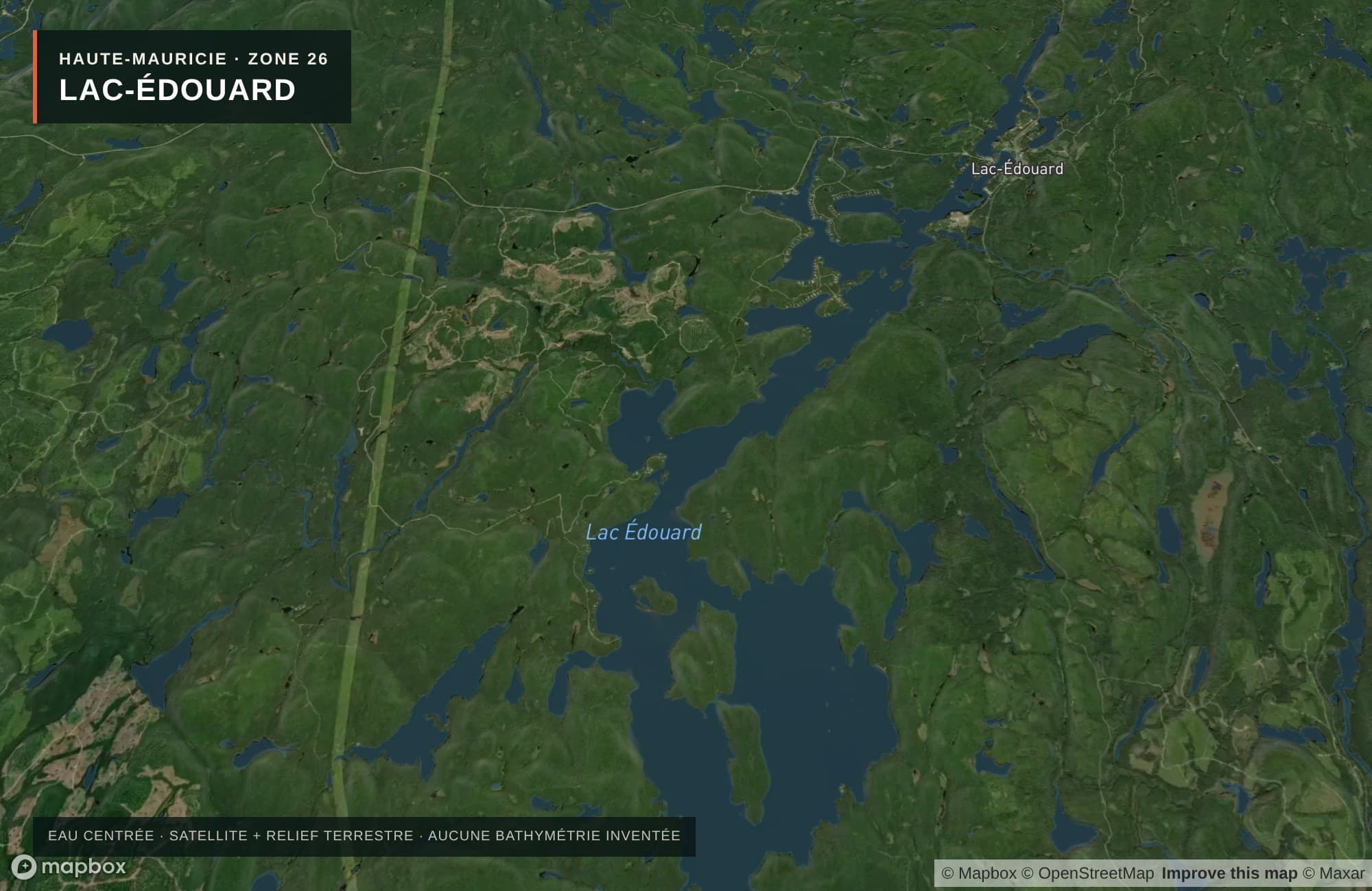 Carte satellite avec routes — Lac-Édouard