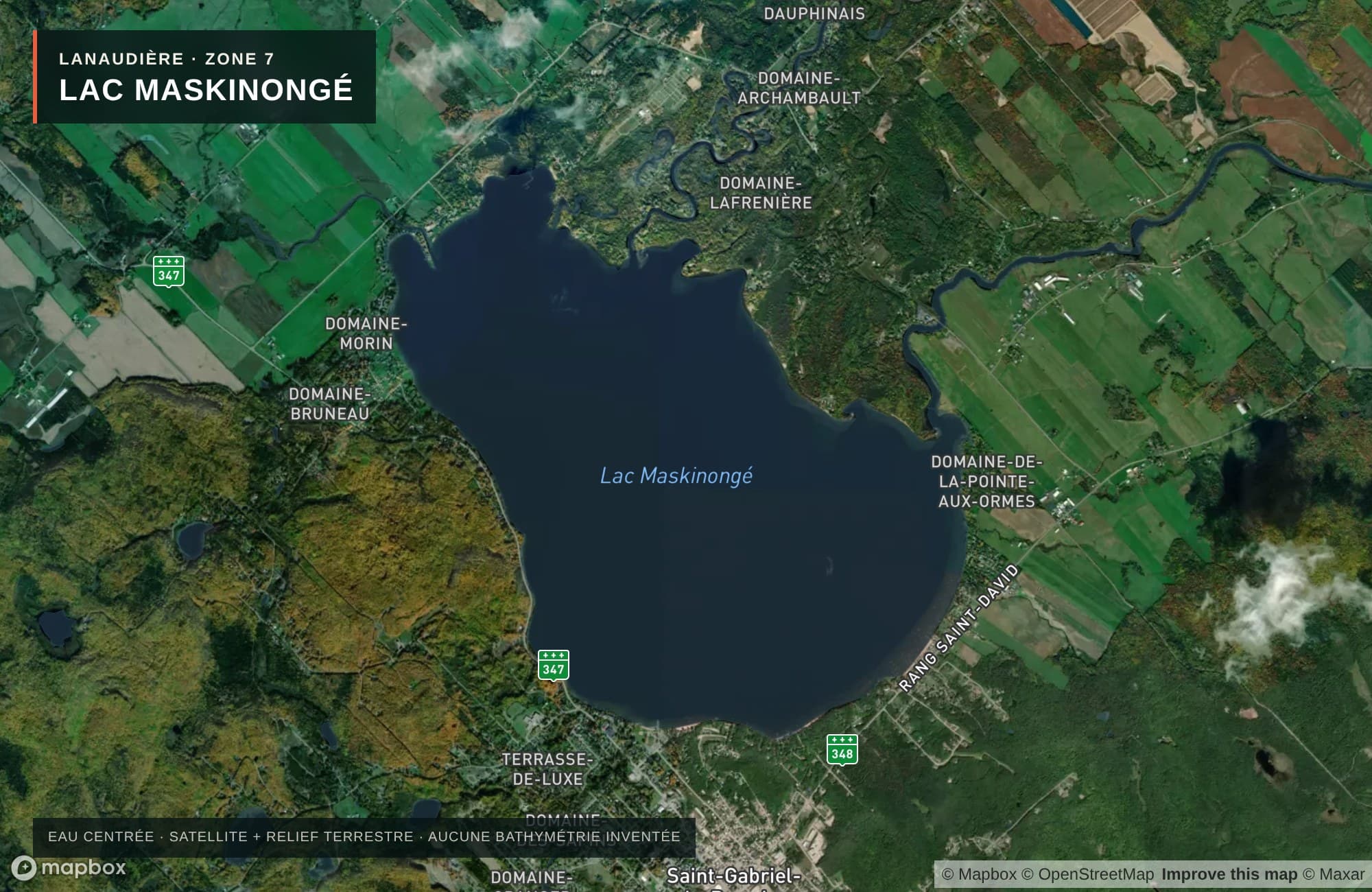 Carte satellite avec routes — Lac Maskinongé