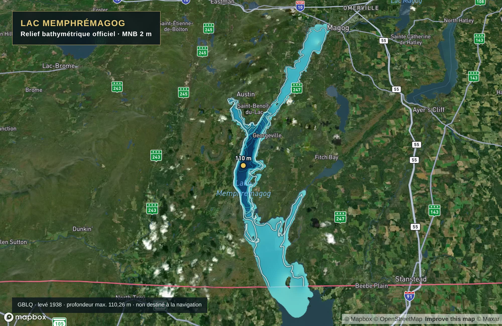 Carte satellite de Lac Memphrémagog
