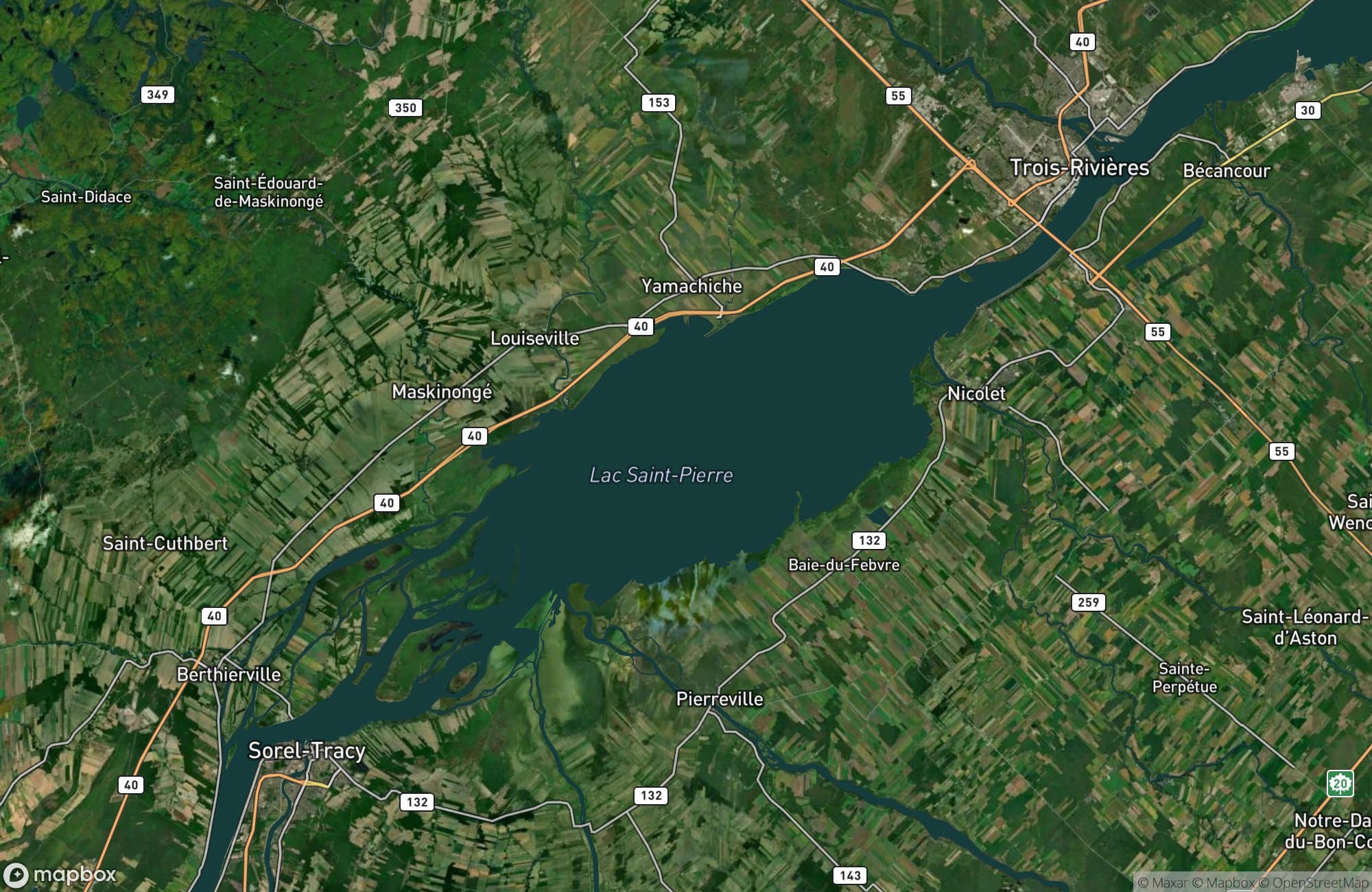 Carte satellite de Lac Saint-Pierre