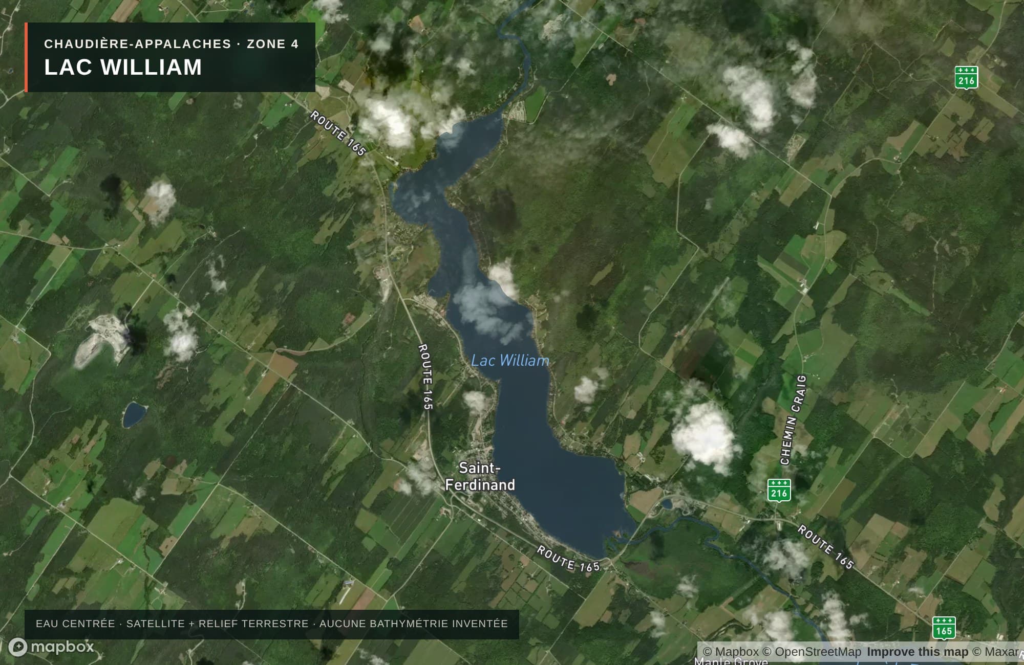 Carte satellite avec routes — Lac William